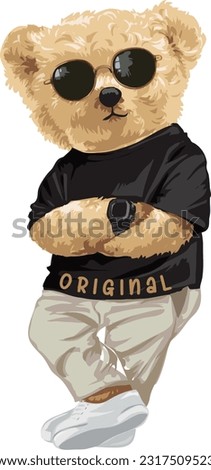 Vector of a bear dressed in fashionable clothes and sunglasses