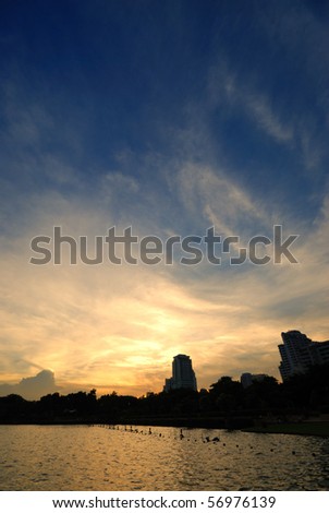 Sunset in urban area of Bangkok