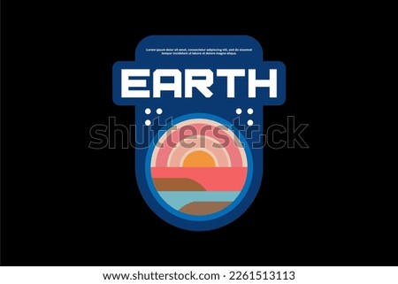 Retro design space and earth nasa style vector logo element, suitable for printing and sticker 