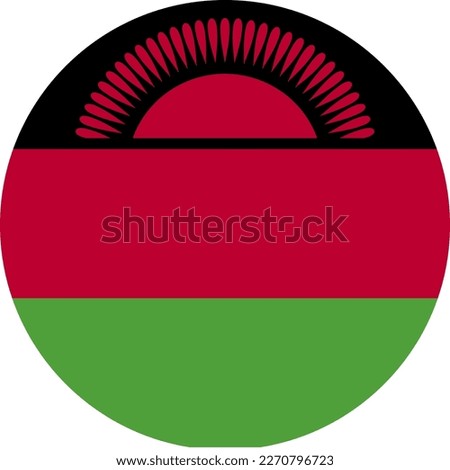 Vector MALAWI flag, official colours, illustration. EPS10. vector background of MALAWI flag, 
MALAWI Flag in circle