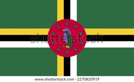 Vector DOMINICA flag, official colours, illustration. EPS10. vector background of DOMINICA flag, DOMINICA Flag in circle