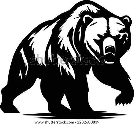 Grizzly Bear Monogram Logo Monochrome Design Style