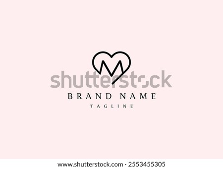 Minimalist logo designs featuring a heart with the letters M | Vector logo template | Shutterstock