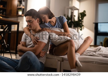 Similar – Image, Stock Photo young heterosexual couple in love embracing each other