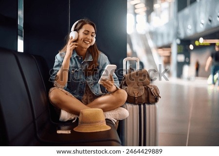 Similar – Image, Stock Photo Waiting travellers in the warm evening light