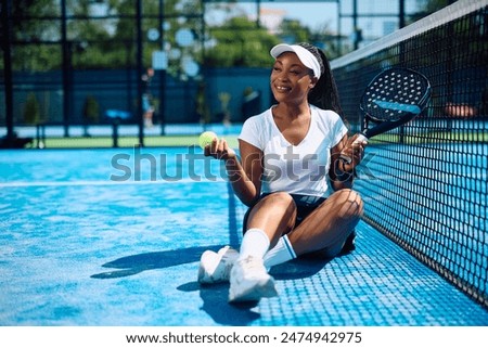 Similar – Image, Stock Photo Happy African American sportswoman with bottle of water