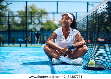 Similar – Image, Stock Photo Happy African American sportswoman with bottle of water