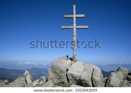 Similar – Image, Stock Photo Stone crosses in mountains in sunny day