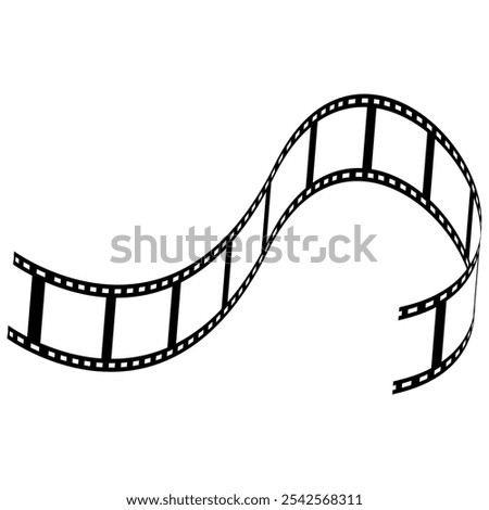 Film Strip icon. Movies Flim background with Flim roll. Film Strip icon. Black filled vector illustration. Film frame photo strip high-resolution blank filter. 3d flim roll