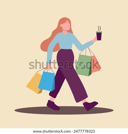 Shopping woman vector color image