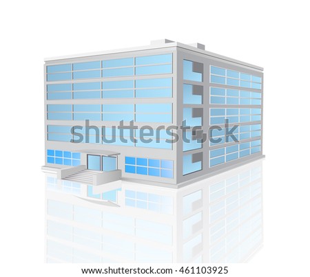 office five-storey building with reflection