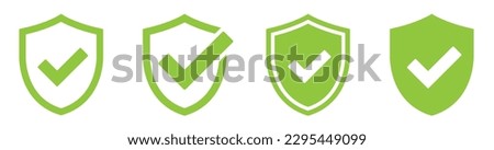 Shield with check mark icon. Shield check mark logo. Protection approve sign.Strong protection tick shield. Tick mark approved.