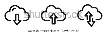 Cloud download and upload icon. Upload download cloud arrow. Line style. Download cloud computing outline and filled vector sign. Download symbol.