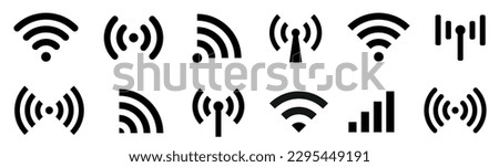 WI-FI and wireless icon. Wi-fi signal collection. Remote internet access collection. Internet Connection symbol.