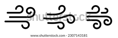 Blowing wind line icon. Windy weather symbol. Windy blow outline collection.