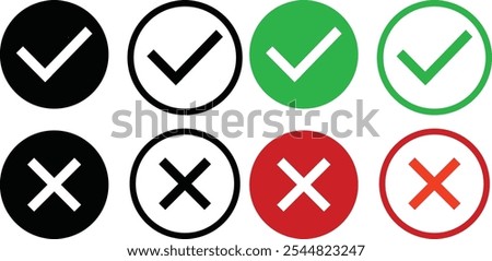 check mark icon set. right and wrong buttons. Check marks vector icons. checklist signs.
