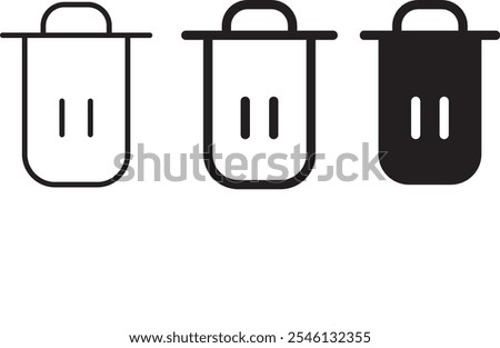 Delete icon set. trash sign. Basket or remove sign and symbol