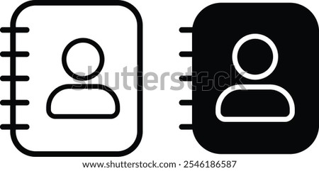 Address book icon set. phonebook icon symbol. Document sign.