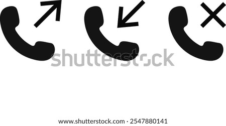 Incoming, outgoing, and missed icon set. Call phone icon. Set of signs for support. phone call receive icon sign
