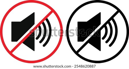 Set of no sound, No speaker icon. Sound Icons. speaker mute icon sign. Volume Off symbol. Silent mode icons
