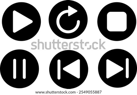 Set of Player button icon. Sound waves for voice message. media player buttons. design media player buttons collection