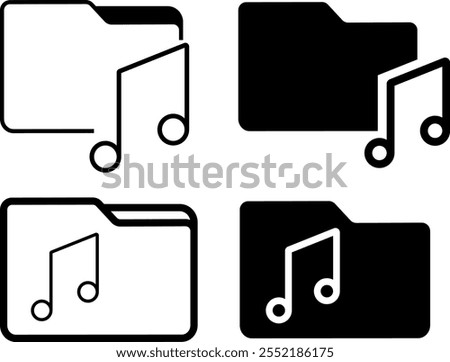 music folder icon set. Music notes icon. Musical key signs. audio sign symbol