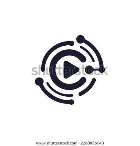Play C technology Logo design vector