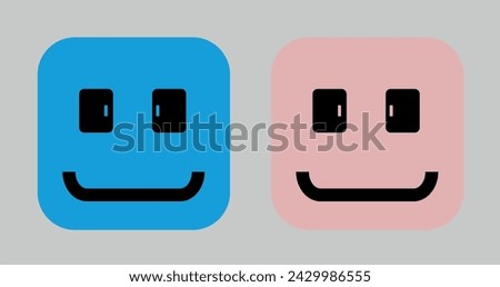 emoticon design using rectangular geometric fields, blue and pink to differentiate between men and women