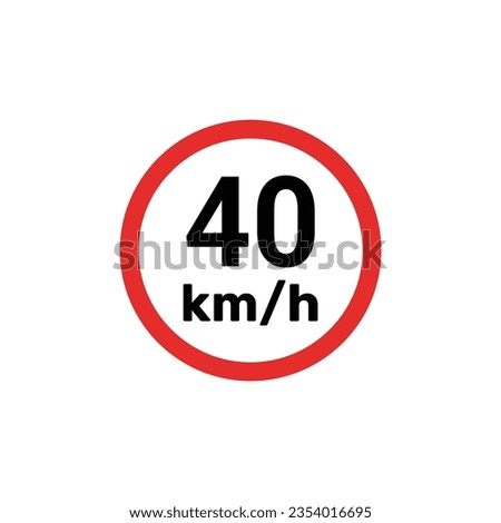Speed limit sign 40 km h icon vector illustration