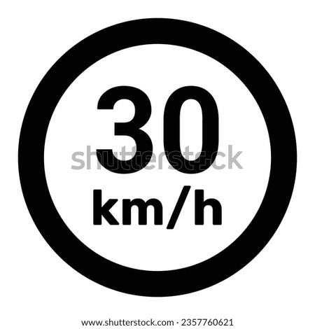 Speed limit sign 30 km h icon vector illustration