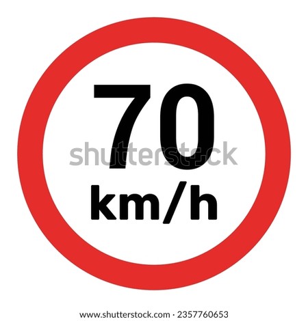 Speed limit sign 70 km h icon vector illustration