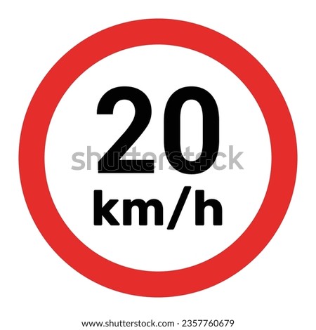 Speed limit sign 20 km h icon vector illustration