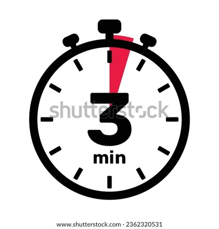 3 Minutes Analog Clock Icon white background.