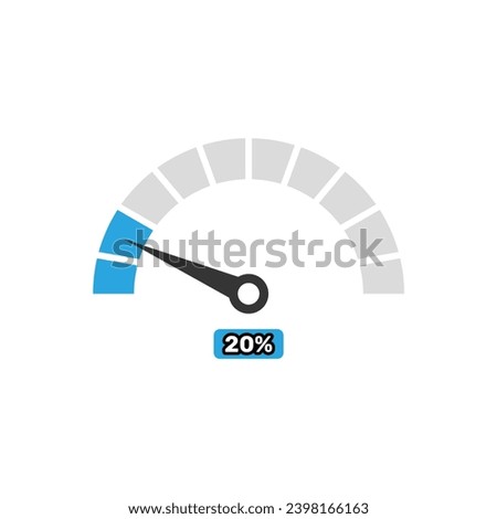 20 percent Speedometer icons. Vector illustration in flat design style.