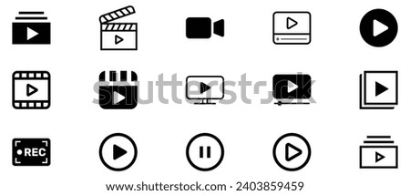 Video player icon set vector illustration isolated on a white background.