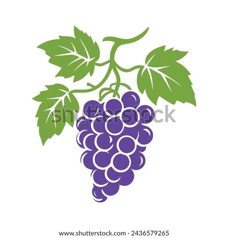 Grapes icon black and white background design. silhouette style, vector illustration.