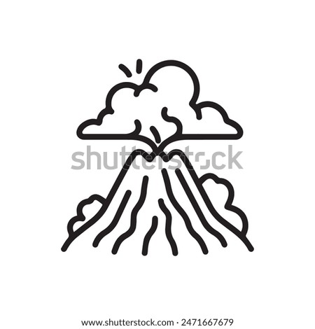 Volcano mountain icon nature light and black vector design.