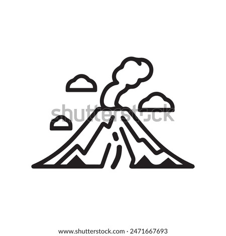 Volcano mountain icon nature light and black vector design.