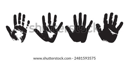 Black hand right and left human icon concept print design.