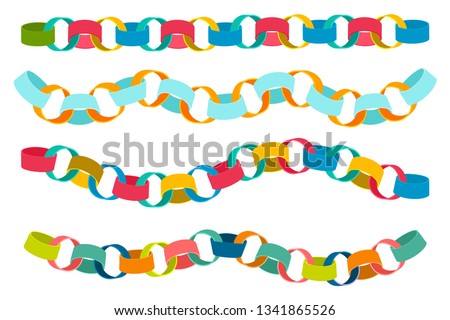 Clip Art Of A Red Yellow Blue And Green Paper People Dolls Paper Chain Clipart Stunning Free Transparent Png Clipart Images Free Download