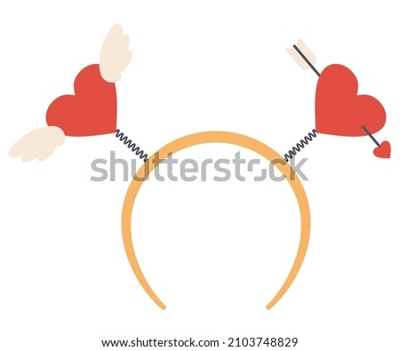 Valentine day headbands with heart and angel wings for party vector cartoon illustration isolated on a white background. Foto stock © 