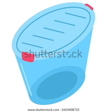 Plastic storage bin with lid and latch vector cartoon illustration isolated on a white background.