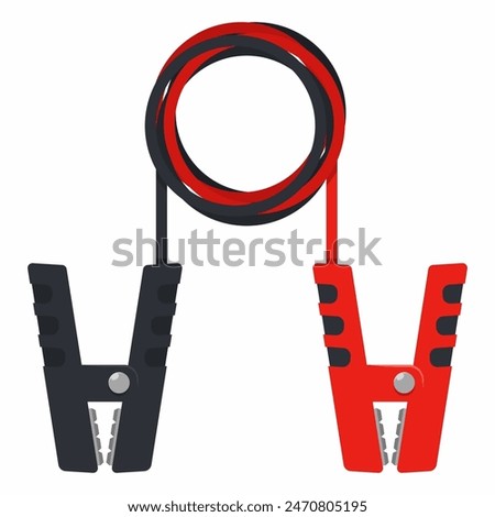 Car jumper cable vector cartoon illustration isolated on a white background.