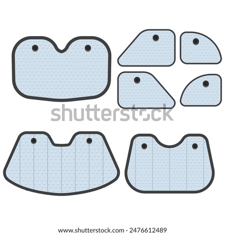 Car sunshades vector cartoon set isolated on a white background.