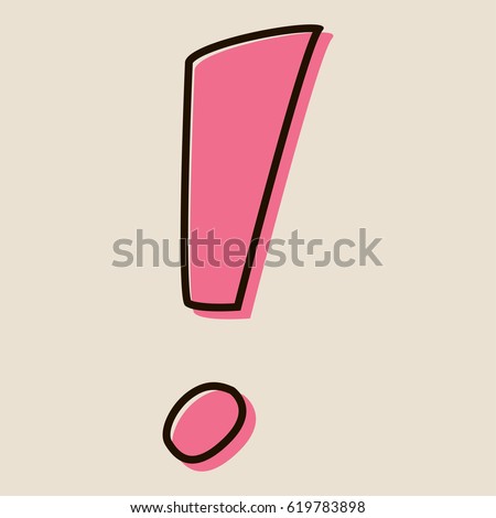Comic book element. Cartoon pink exclamation mark. Vector icon.