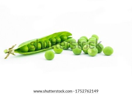 Fresh green peas with pod isolated on white background, healthy green vegetable or legume ( pisum sativum ) Zdjęcia stock © 