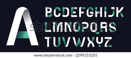 Creative Design vector Font of twisted Ribbon for Title, Header, Lettering, Logo. Funny Entertainment Active Sport Technology areas Typeface. Colorful rounded Letters and Numbers. Stock fotó © 