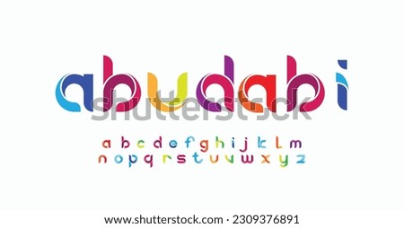 Creative Design vector Font of twisted Ribbon for Title, Header, Lettering, Logo. Funny Entertainment Active Sport Technology areas Typeface. Colorful rounded Letters and Numbers. Stock fotó © 