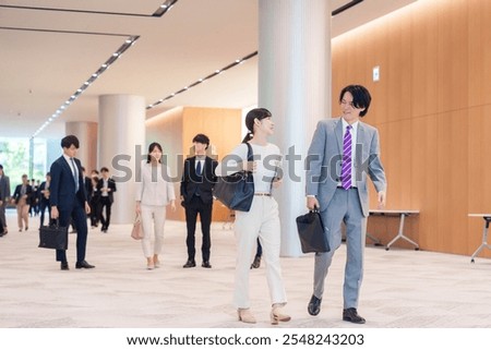 Similar – Image, Stock Photo man walking around on the street visiting Bilbao city Spain