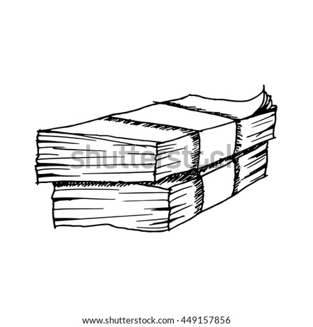 Freehand Drawn Money On White Background.Illustration. - 449157856